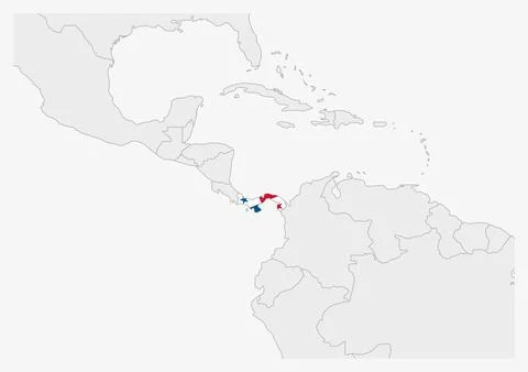 Panama map highlighted in Panama flag colors 库存插图