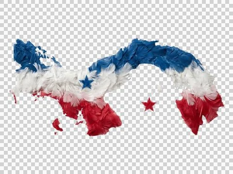 Panama map made of feathers on a transparent background, 3d illustration. Stock Illustration