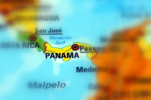 Panama on a map Stock Photos