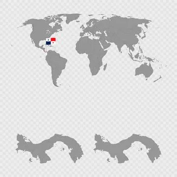 Panama Map Set with World Location. 库存插图