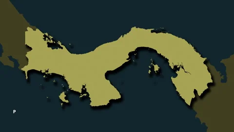 Panama map - solid. Shadow. Pattern. Labels Stock Footage 322782185