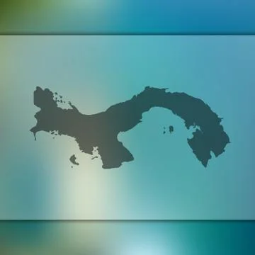 Panama map. Vector silhouette of Panama. Blurred background Stock Illustration