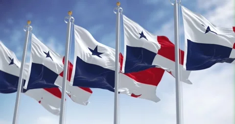 Panama national flags waving in the wind on a clear day Stock-Footage 293779376