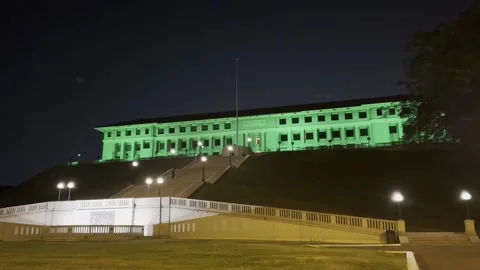 Panama observes Earth Hour by switching off lights at Canal headquarters, Ciudad Stock Footage 304774364