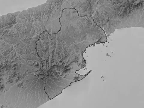 Panama Oeste, Panama. Grayscale elevation map with lakes and rivers Stock Illustration