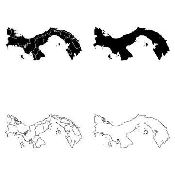 Panama Outline and Solid Fill Map Set. Illustrazione stock