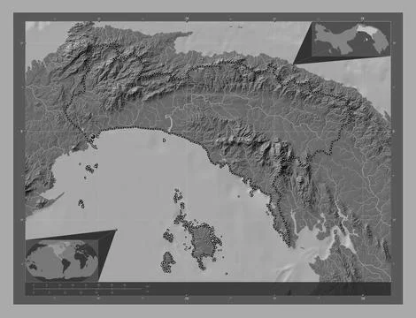 Panama, Panama. Bilevel elevation map with lakes and rivers Stock Illustration