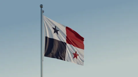 Panama Panama City Flag loop Cinematic Realistic Waving Blue Sky 스톡 동영상 307704601