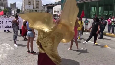 Panama performers demand recognition of work amid pandemic, Panamá, PA - 18 Feb  Stock Footage 203996913