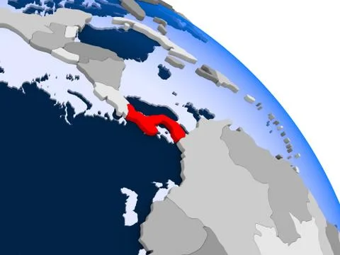 Panama in red on map Stock Illustration