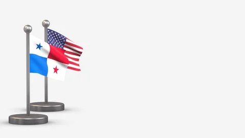 Panama seamless 3D waving flag animation on tiny flagpole. Stock Footage 128566540