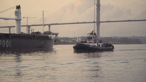 PANAMA SEPT 2018: Cargo Ship Transit Tug Boat Panama Canal Stock Footage 100275050