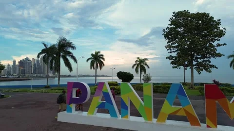 Panama sign - Cinta Costera Video stock 243687468