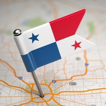 Panama Small Flag on a Map Background. Stock Illustration
