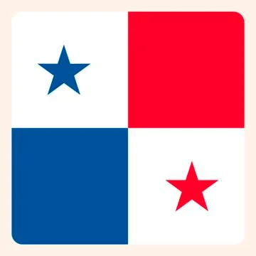 Panama square flag button, social media communication sign, business icon. Stock Illustration