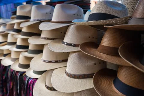 Panama straw hats Stock Photos