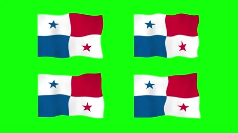 Panama Waving Flag 2D Animation on Green Screen Background. Looping seamles.. Stock Footage 235921891