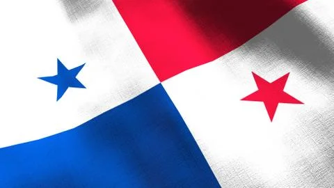 Panama waving flag. Seamless cgi animation highly detailed fabric texture in  写真素材