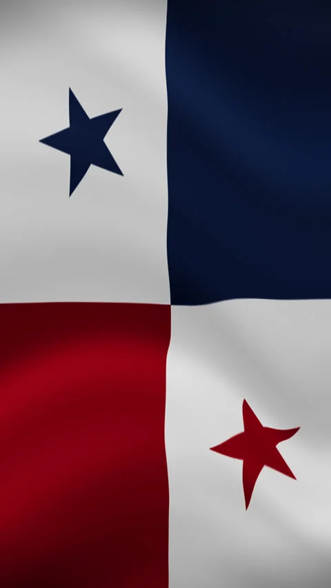 Panama Waving Flag in Vertical Orientation – Realistic Loop Animation Stock Footage 294949653