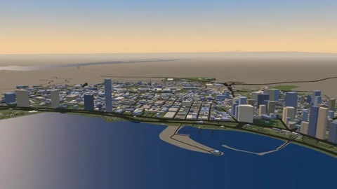 Panamacity 3D isometric city skyline building blocks map animation afternoon 스톡 동영상 342314274