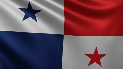 Panamanian flag fluttering in the wind close-up, the national flag of Panama Stock Footage 219481212