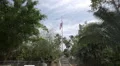 Panamanian flag waving on Ancon Hill in Panama City 4k or 4k+ Resolution