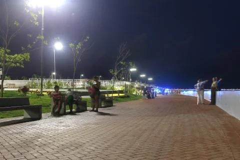 Panama's third stage of cinta costera in the twilight Stock Photos