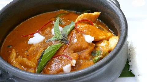 Panang Chicken with rice Stock Footage 82412942