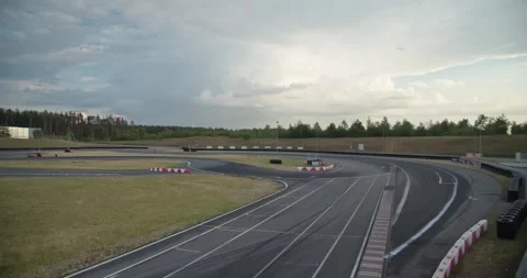 Panaramic view of empty race track in the evening Stock Footage 244924042