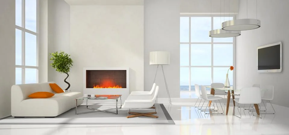 Panaramic view on the modern interior Stock Illustration
