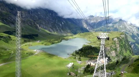 Panaromic view of Mountains from moving Cable Car Switzerland Stock Footage 66057266