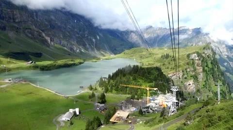 Panaromic view of Mountains from moving Cable Car Switzerland Stock Footage 66057815