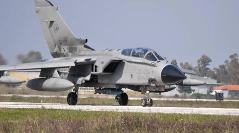 Panavia Tornado IDS fighter bomber with variable sweep wing of Italian Air Force Stock-Fotos