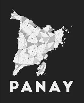 Panay - communication network map of island. Panay trendy geometric design .. Illustrazione stock
