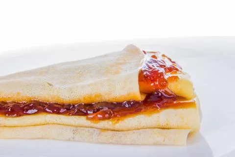 Pancake and jam Stock Photos