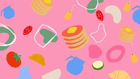 Pancake and tea breakfast set background Stock Illustration