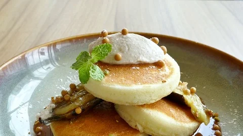 Pancake with banana Stock Footage 79165832