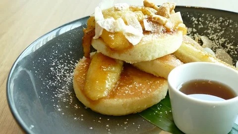 Pancake with banana Stock Footage 79938097