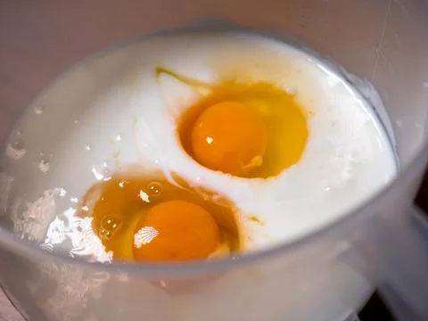 Pancake batter preparation. Stock Photos