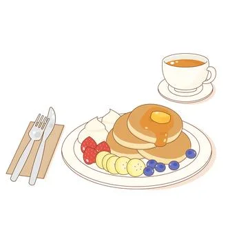 Pancake breakfast set 2 Stock Illustration