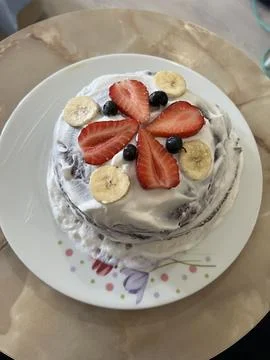Pancake cake with fruit Foto stock