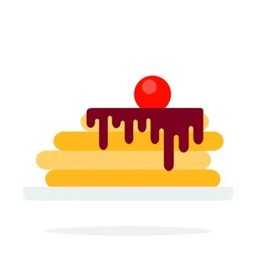 Pancake with chocolate vector flat material design isolated object on white Stock Illustration