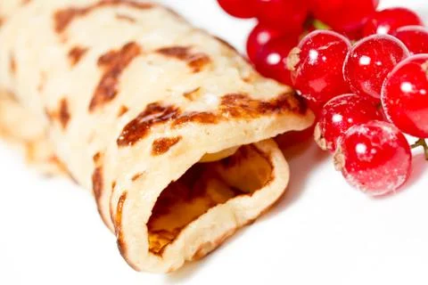 Pancake with currants Stock Photos