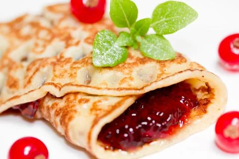 Pancake with currants Foto stock
