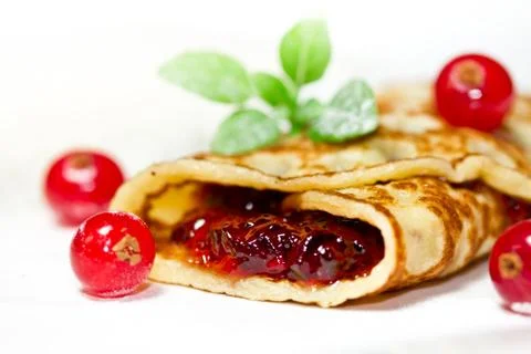 Pancake with currants Stock Photos