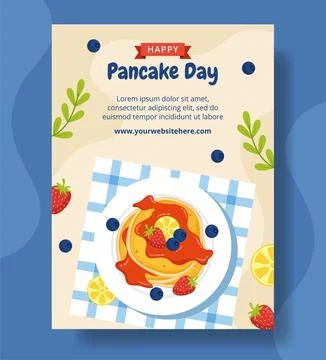 Pancake Day Vertical Poster Flat Cartoon Hand Drawn Templates Background Il.. Stock Illustration