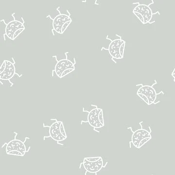 Pancake dessert character line vector seamless pattern Stock Illustration