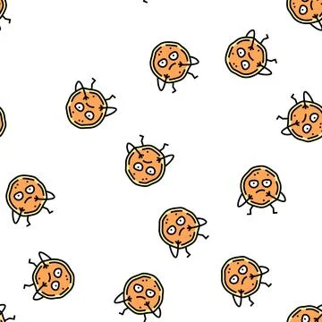 Pancake dessert character vector seamless pattern Stock Illustration