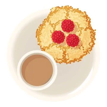 Pancake dessert icon isometric vector. Pancake with raspberry and milk coffee Stock Illustration