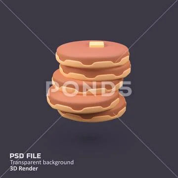 Pancake food isolated 3d render icon illustration PSD Template